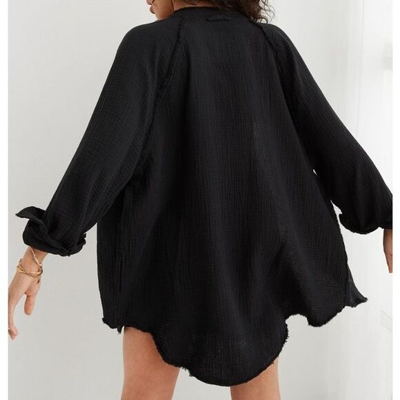 Aerie AEO AERIE POOL-TO-PARTY COVER UP size L Black - Picture 2 of 10